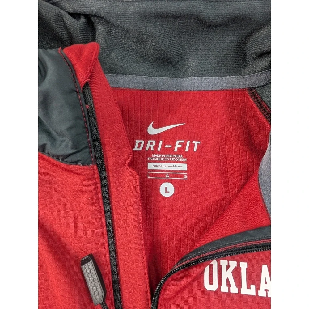Nike Dri-Fit Oklahoma Sooners Mens Large Long Sleeve 1/4 Zip Pullover Red Gray